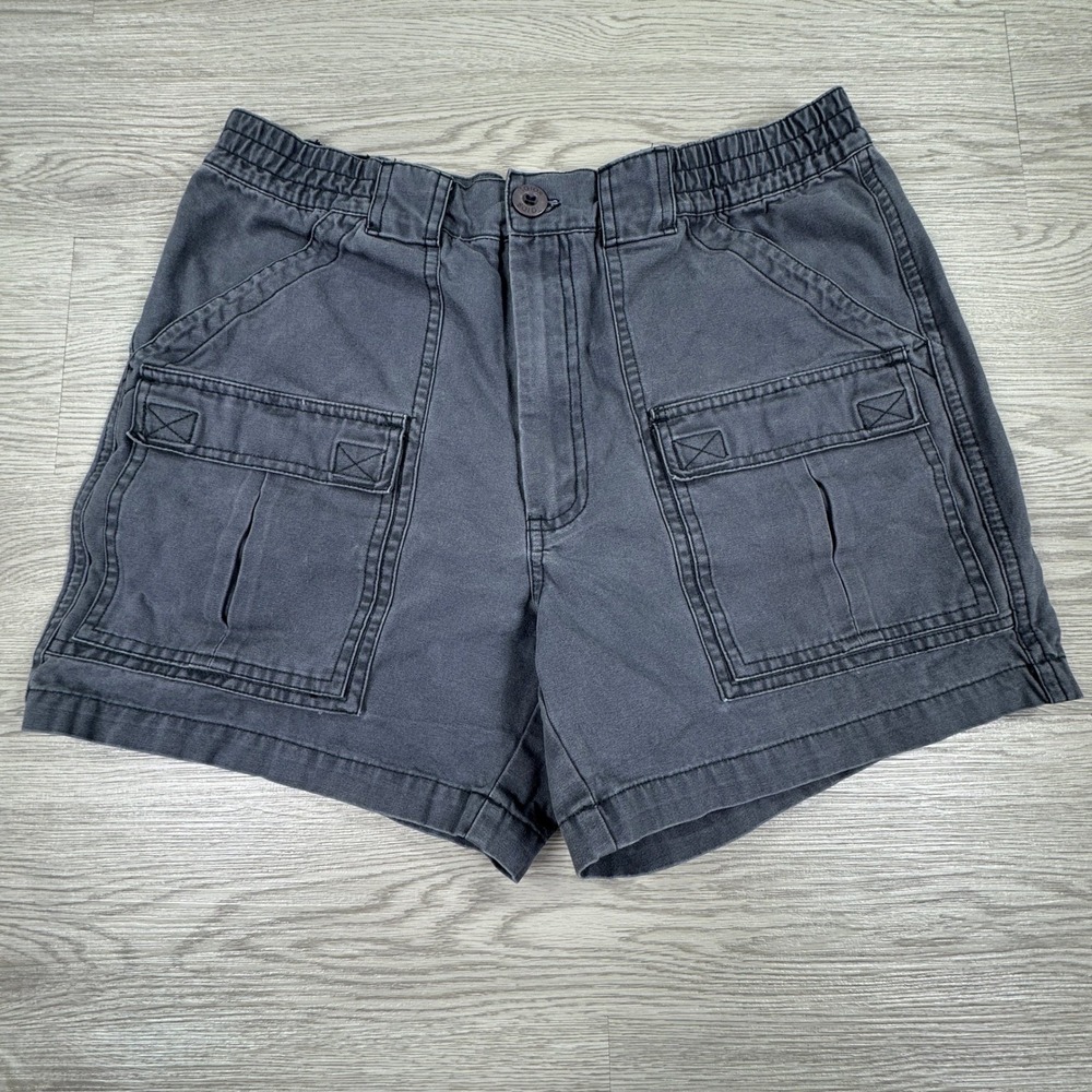 Talos Mens Cargo Shorts Grey Size 32 Cotton Elastic Waist Utility Pockets